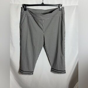 Allison Daley Women’s Pants Size 18 Black White Gingham Cropped Stretch
